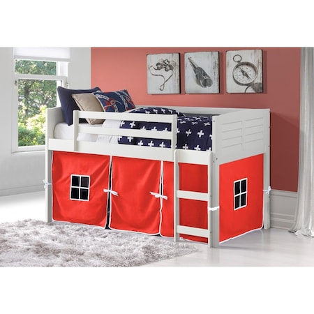 Donco Kids Twin Louver Low Tent Loft in Tent, White with Red PD_795AW_R